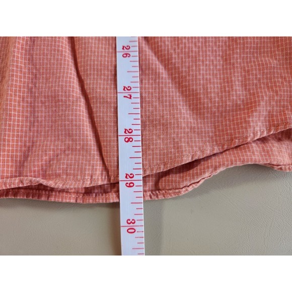 Cabelas Mens Shirt Size XL Regular Orange Plaid Short Sleeve Button Up Outdoors - Picture 6 of 6